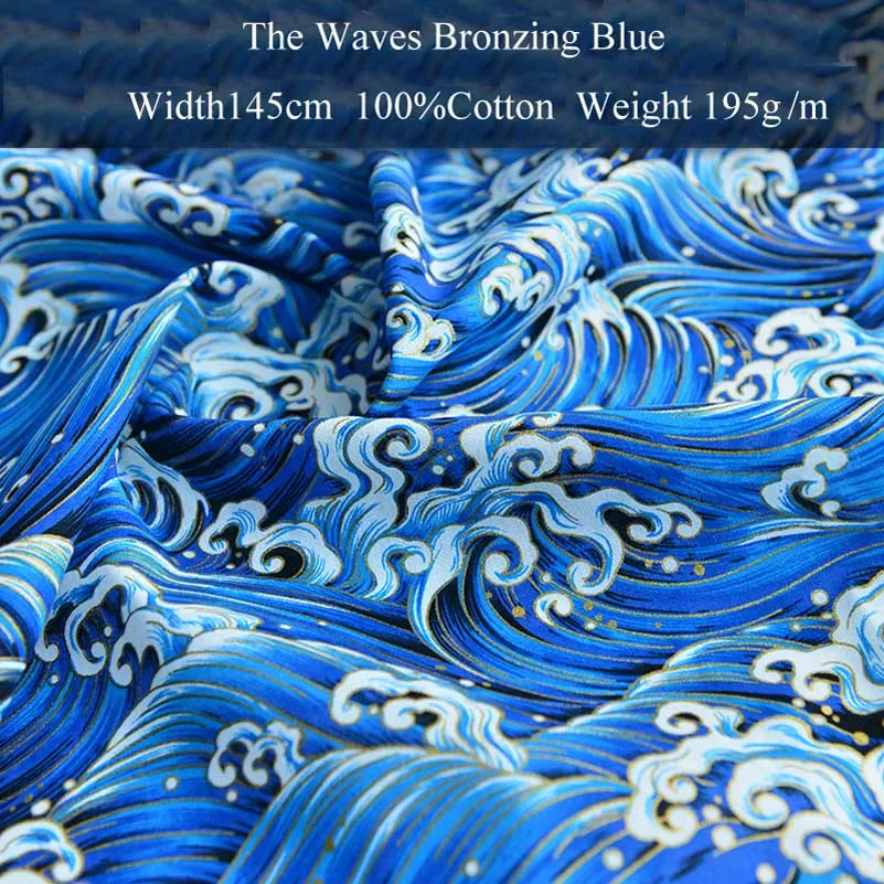 Japanse stijl bronzing kimono Dragonfly Wave bedrukte katoenen quiltbekleding stof voor het naaien van patchwork