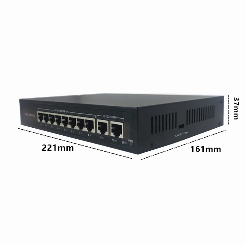 48V Ethernet POE switch mit 8 (100 Mbps) + 2 (100 0 Mbps) port IEEE 802,3 af/at Geeignet für IP kamera/Wireless AP kamera system