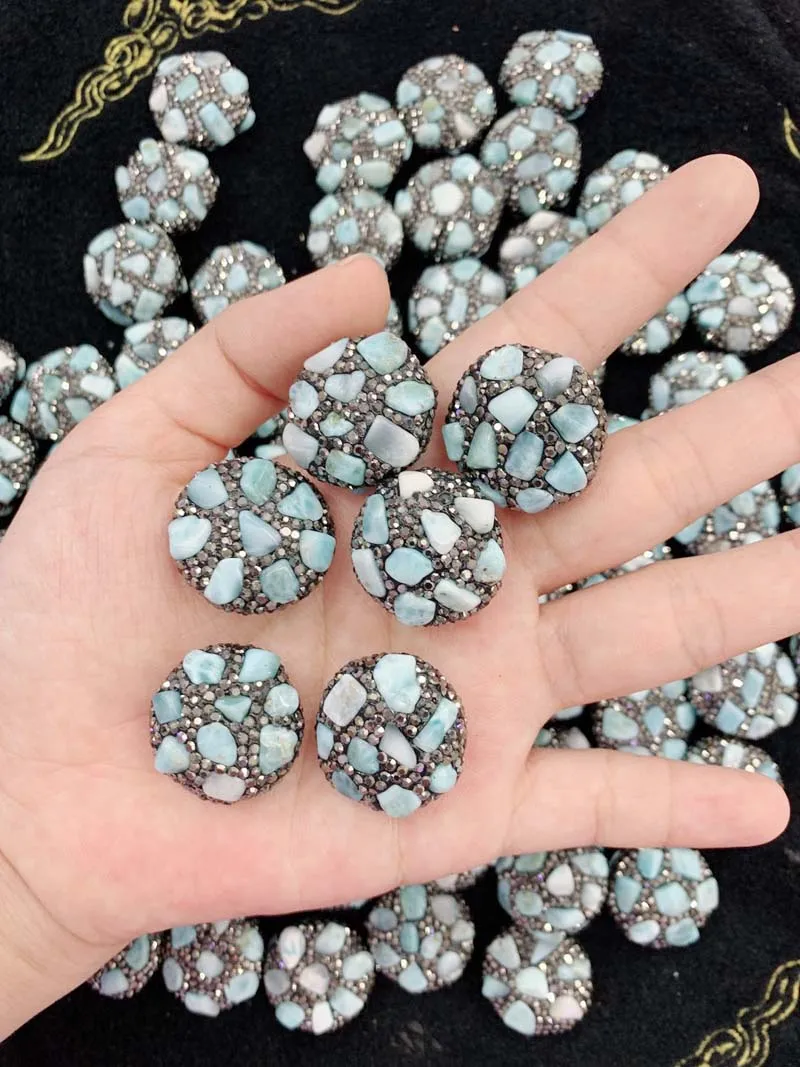 

Jewelry Beads larimar Crystal Beads Connector For DIY Making Jewelry Finding Straight hole 10pcs Factory Wholesale Black