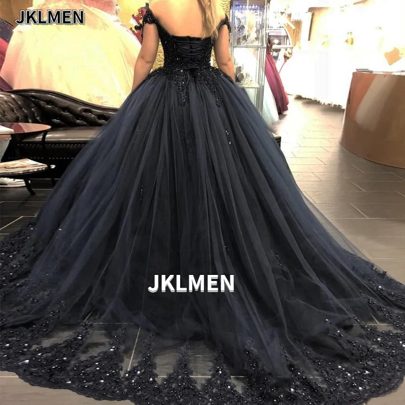 Vestido de boda de encaje negro con cuello en V, con apliques de Organza, vestido de novia, tren de corte, vestidos de novia hechos a medida 2021