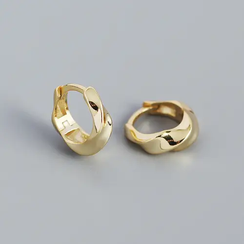 WANTME 925 Sterling Silver Minimalism Glossy Huggies Earrings for Women Bohemian Twisted Goth Hoop Earring Punk Piercing Jewelry - Image 6