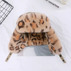 SUPPEV&STTDIO 100% Real Fur Hat for Women Natural Rex Rabbit Fur Russian Ushanka Hats Winter Thick Warm Ears Fashion Bomber Cap
