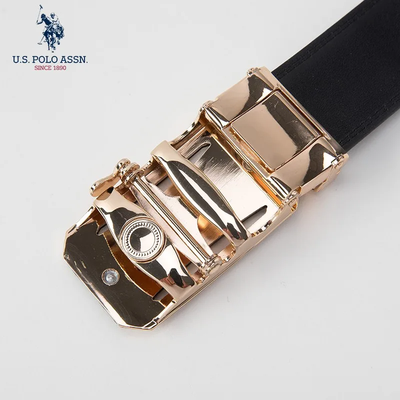 Us Polo Assn Men\'s Cowhide Belt Business Casual Formal Wear Fashion Youth Wild Tide Brand New Gold And Silver Color Belt