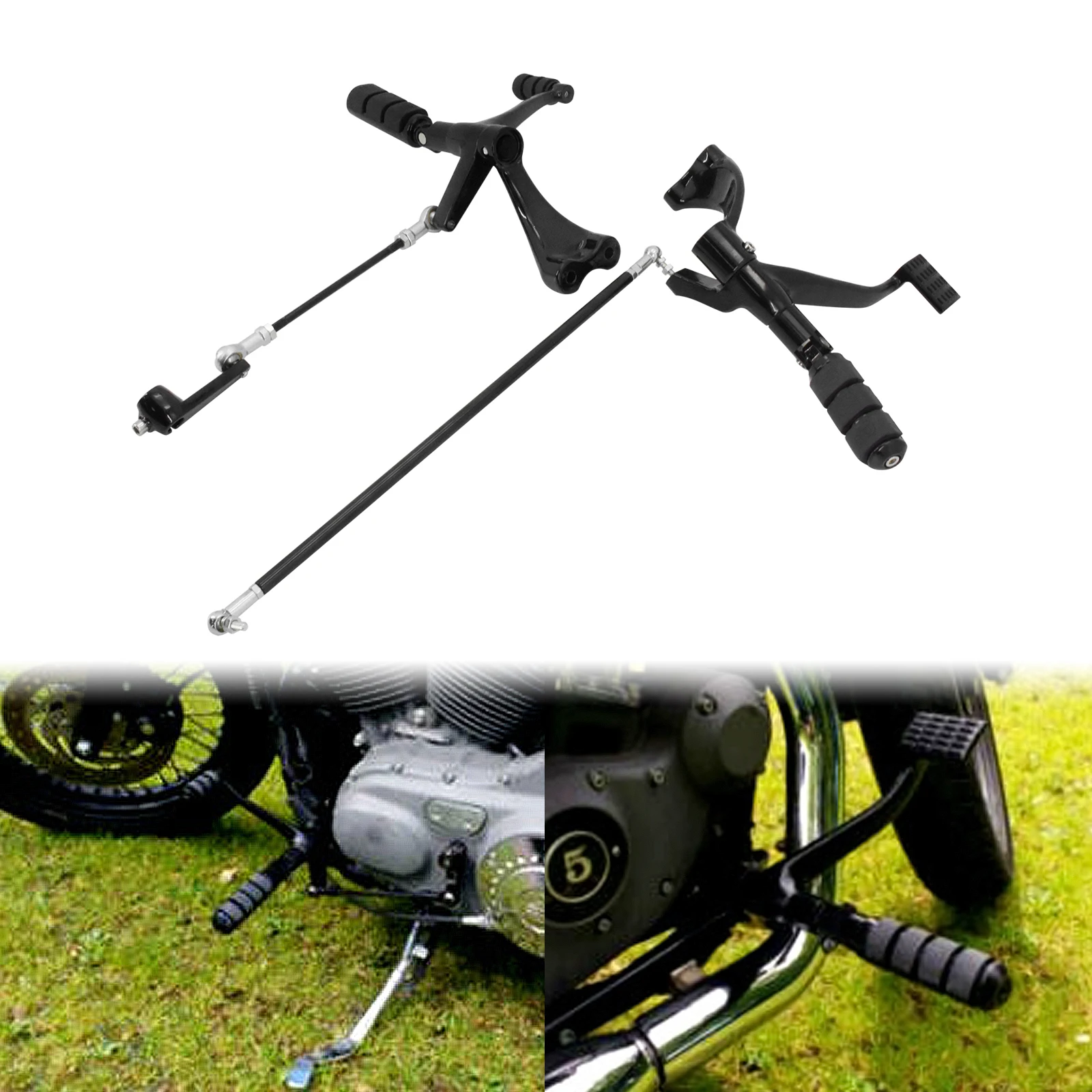 Motorrad-Vorwärtssteuerung, komplettes Kit, Heringe, Hebelgestänge, schwarz, für Harley Sportster 1200, Custom Seventy Two 883, Eisen 04–22