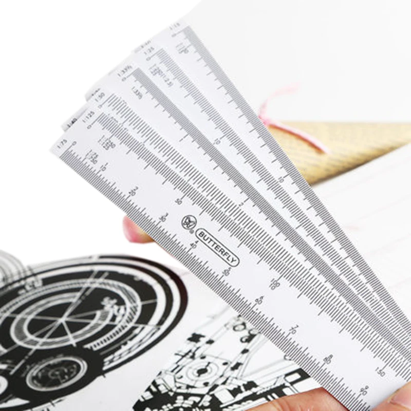 Butterfly Multifunctional Fan Shape Scale Ruler With 5 Blades For Engineering Architects Multiscale Foldable Rulers Drawing Tool