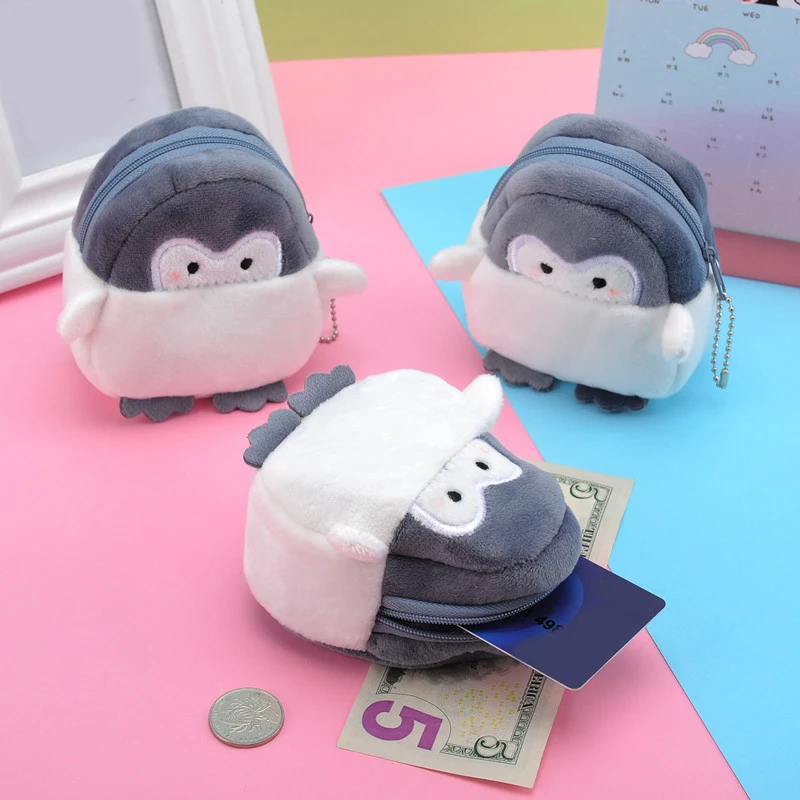 

Cute Penguin Plush Mini Wallet Cartoon Soft Plush Coin Purse Lipstick Data Line Bag Stylish Women Simplicity Plush Coin Purse