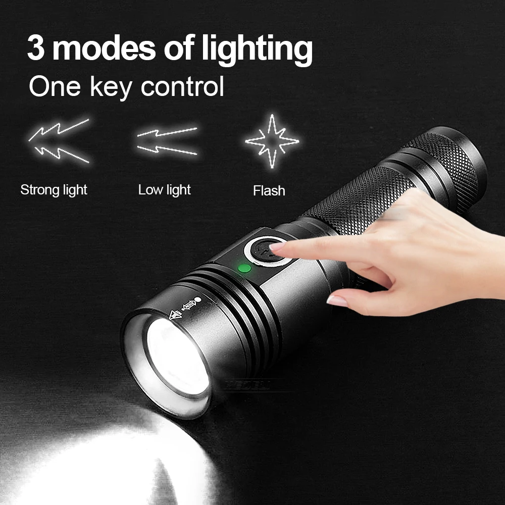 8000lumen XHP50 LED Flashlight 18650 Mini Rechargeable Flashlight USB XHP50.2 Torch Light Zoom Waterproof and Magnet Design