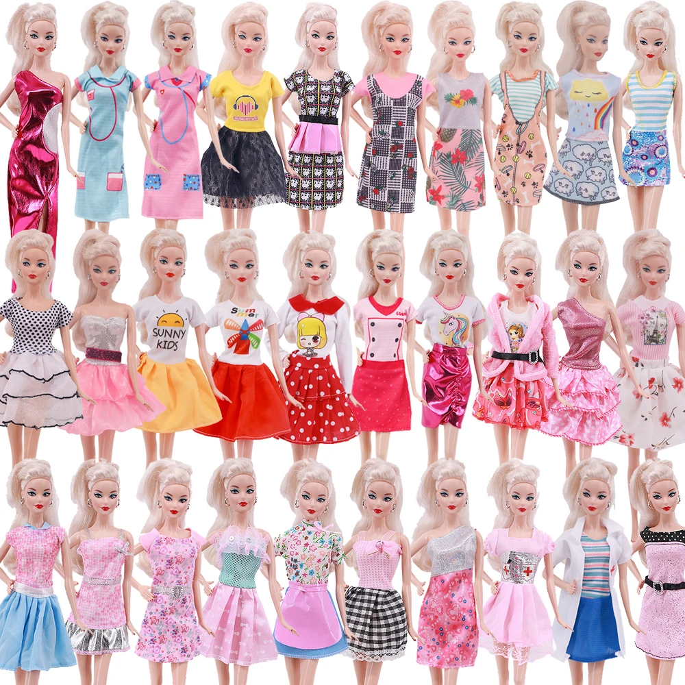 10 Pcs Barbies Doll Clothes Accessories=5Pcs Barbies Clothes+5Pcs Glasses,For Barbies Doll&1/6 BJD Blyth Shoes,Mini Dress Toy