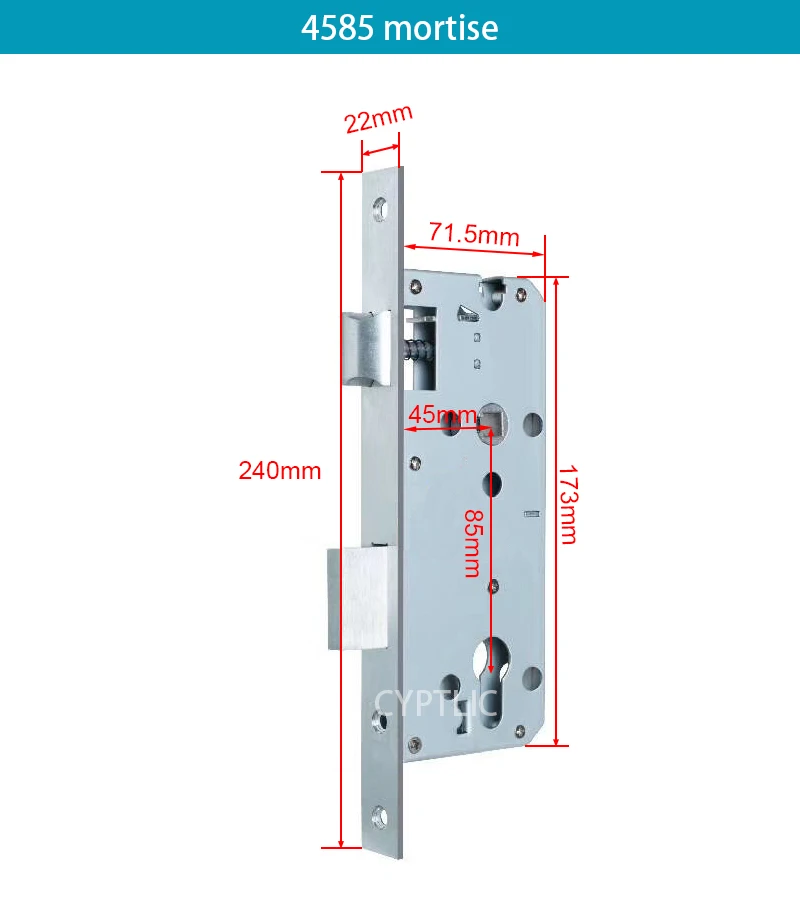 Cerradura de tamaño 2885, 3085, 3585, 4585, 5085, 5585, mortaja para puertas de aluminio inteligentes y delgadas