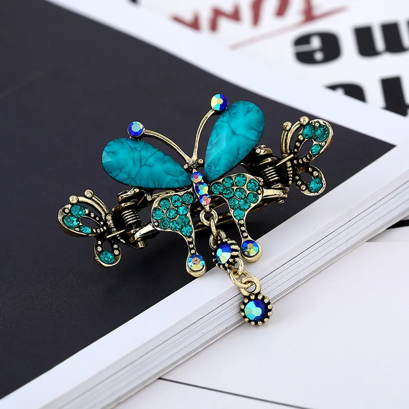 New fashion  Retro Rhinestone Flower Hair Clips Elegant Women Barrettes Hairclips Hairpins Beauty Hairgrip Hair Accessories