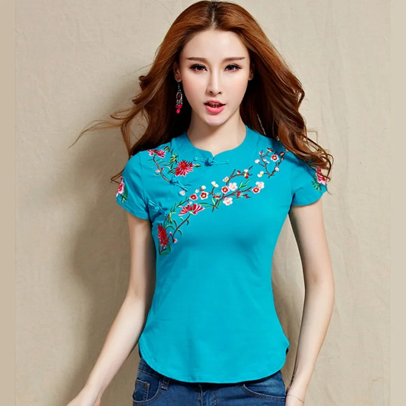 Traditional Chinese Clothing for Women Tang Chinese Style Shirt Female Short Sleeve Summer Cheongsam Top Vetement 4XL 5XL G251