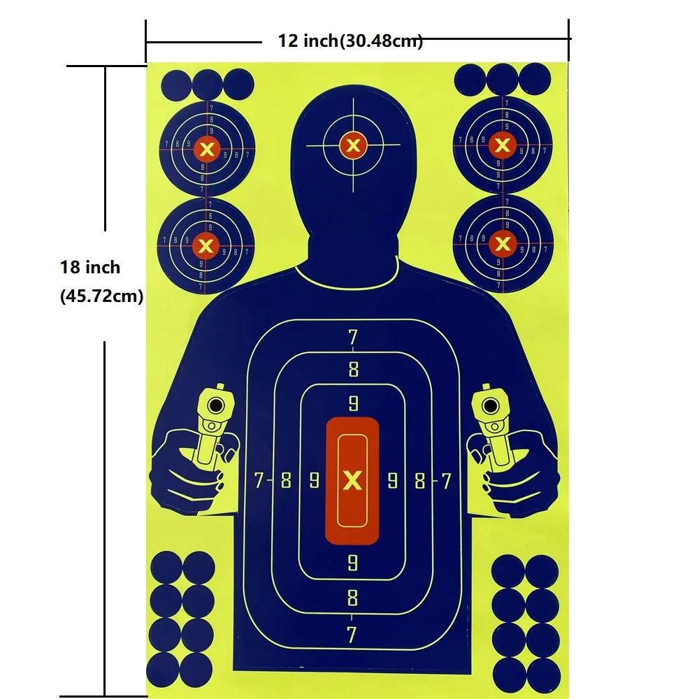 Самоклеящиеся синие брызги-брызги 12 х18 дюймов, реактивные (цветные удары), наклейка для стрельбы, мишени (мужчина с двойным пистолетом), 10 дюймов
