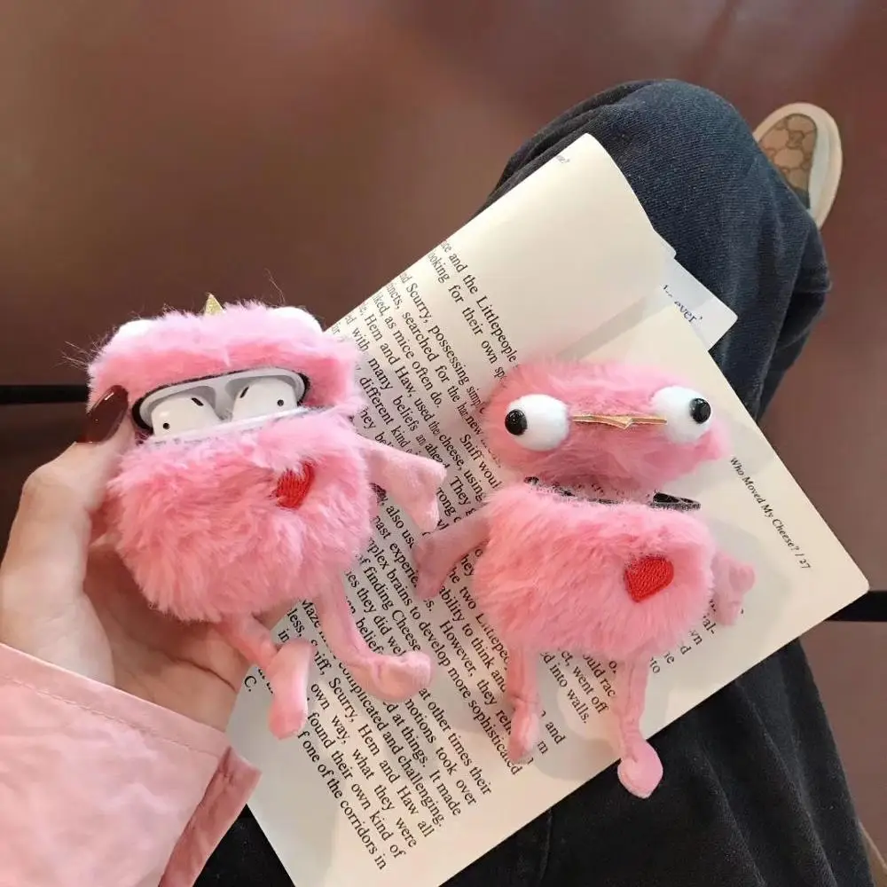 

Hand Warmer pink Plush Frog Prince Headphone Cases For Apple Airpods Vogue Silicone Earphone Protection Cover Skin