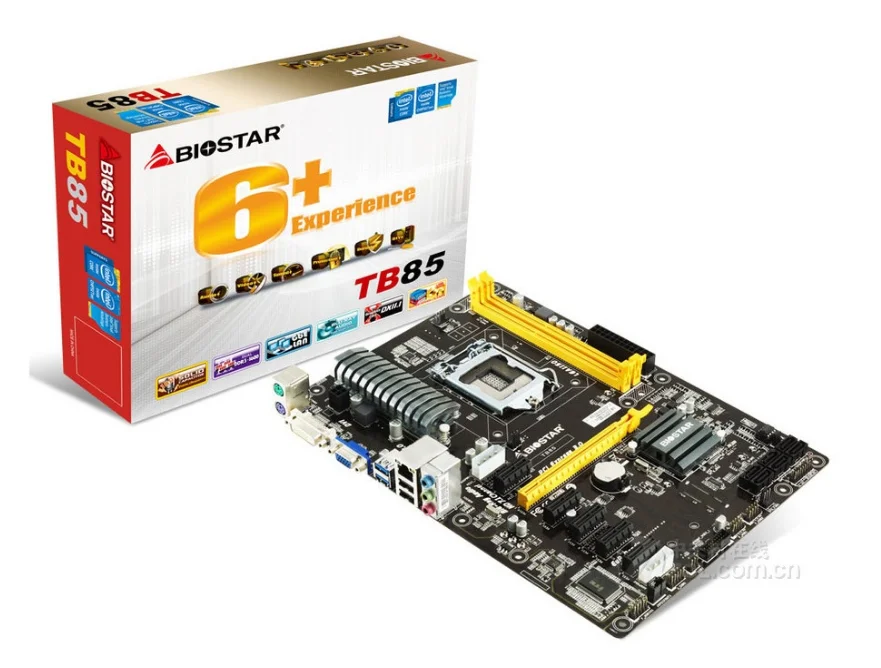 Imagem -03 - Mineração Btc Pro Usado para Biostar Tb85 Desktop Placa-mãe 6gpu 6pci-e Profissional B85 Lga 1150 Ddr3 16g Sata3 Usb3.0