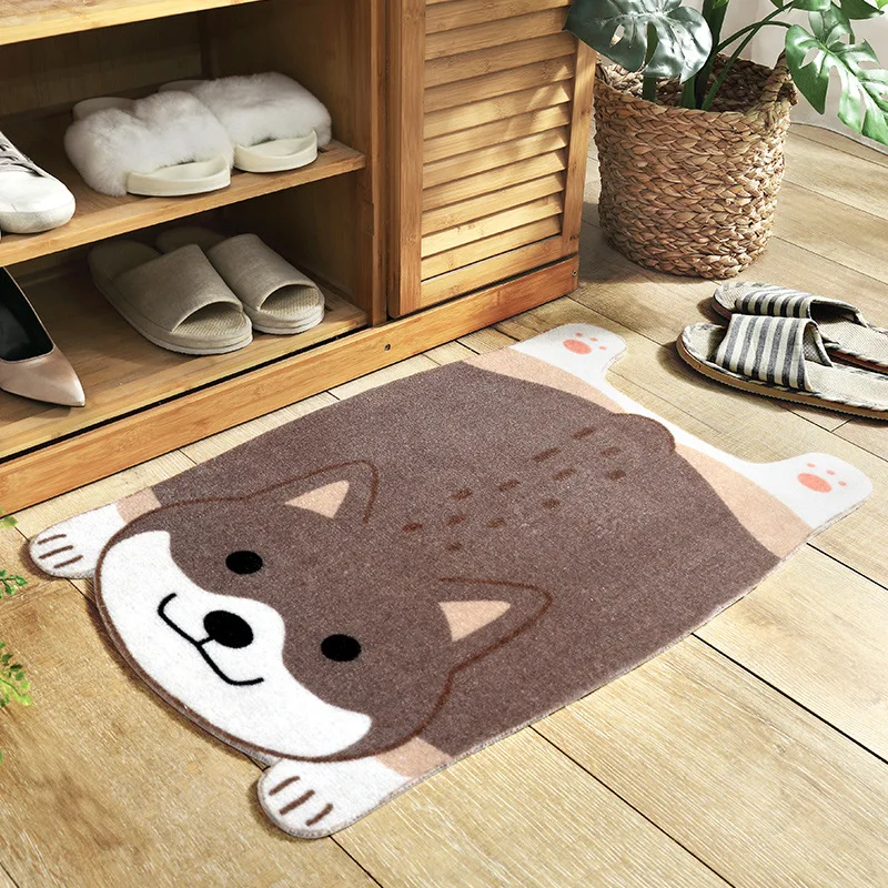 Cute Dogs Doormat Carpet Cartoon Corgi Akita Anti-slip Wear-resistant Mat Carpet Indoor Floor Living Room Entrance Home Doormat