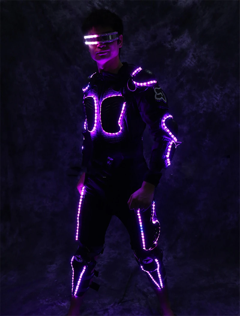 Free shipping led light costume performance wear mens light up LED tron costume