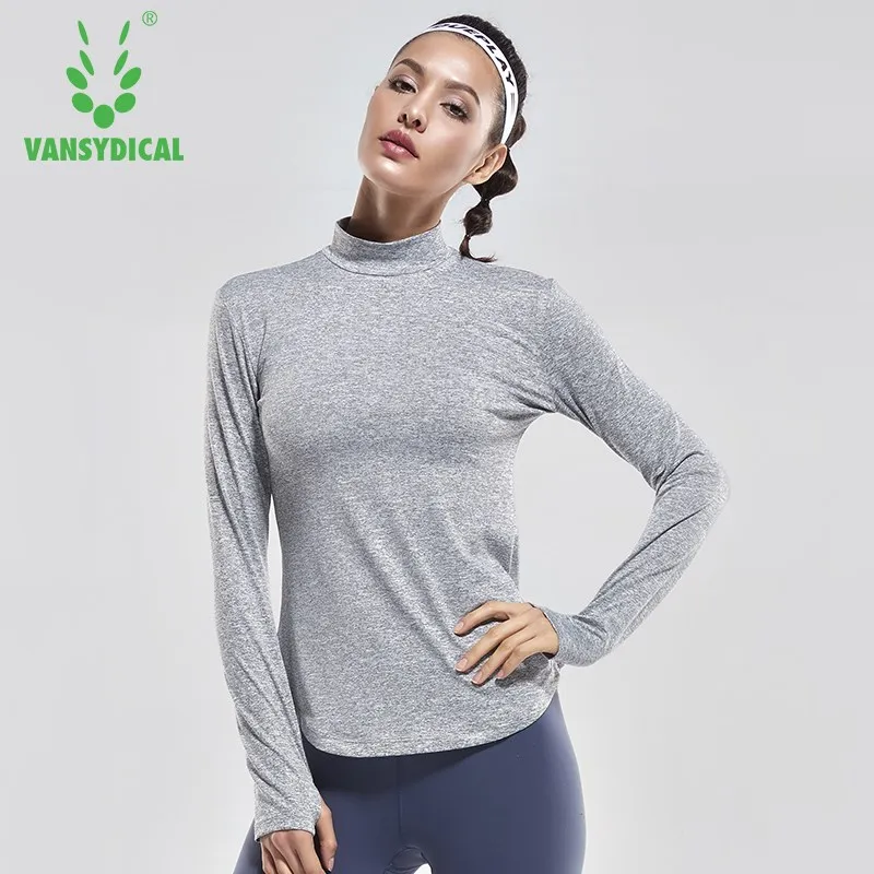 

Women Long Sleeve Running T-Shirts Stand Collar Yoga Tees Soild Cycling Training Tops Breathable Fitness Gym Sports Shirts