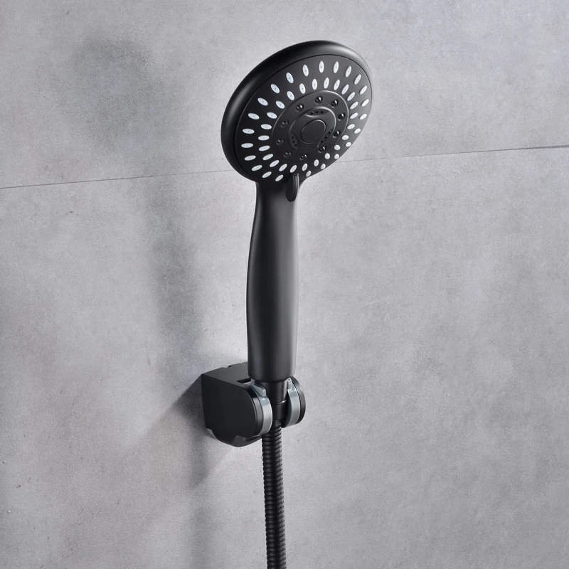 

5 Function Spray Matte Black Hand Held Shower Head Wall Mounted Shower Set With Hose & Shower Holder Water Saving Shower Sprayer