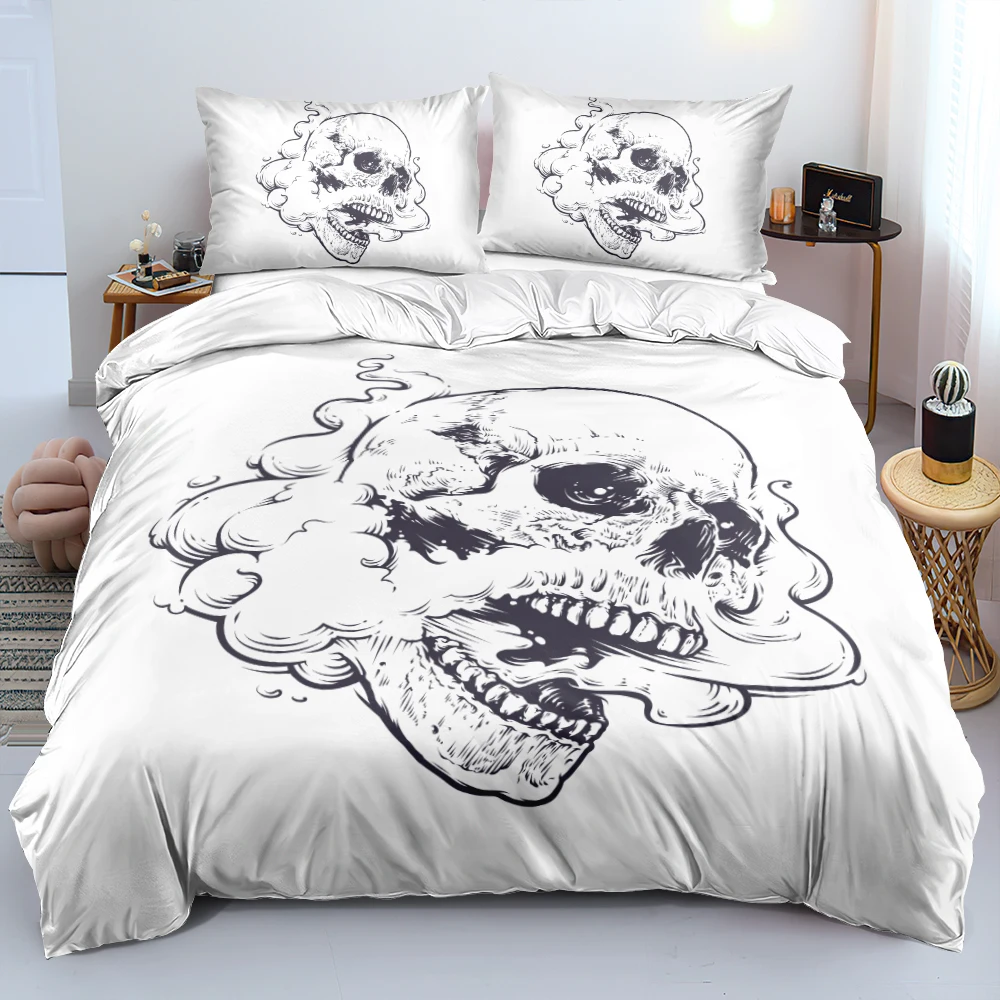 Duvet Cover and Pillowcase Skull Camouflage Bed Linen Set Quilt/Comforter Shell Bedding Sets King Queen Full Twin Custom Textile