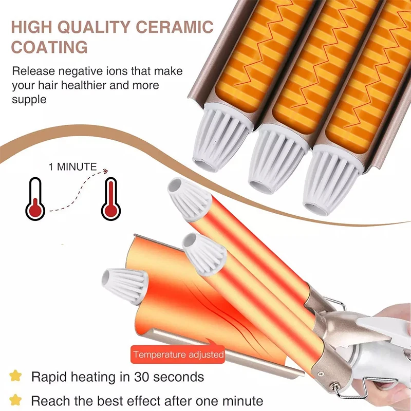 Corrugation Curling Iron Triple Curling Iron Ceramic Styler Professional Hairdressing Tool Hair Straightener Electric Hair Style