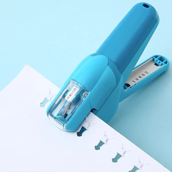 Stapleless Stapler Mini Portable Plastic Stapler Safe Paper Stapling Without Staples School Office Bookbinding Supplies