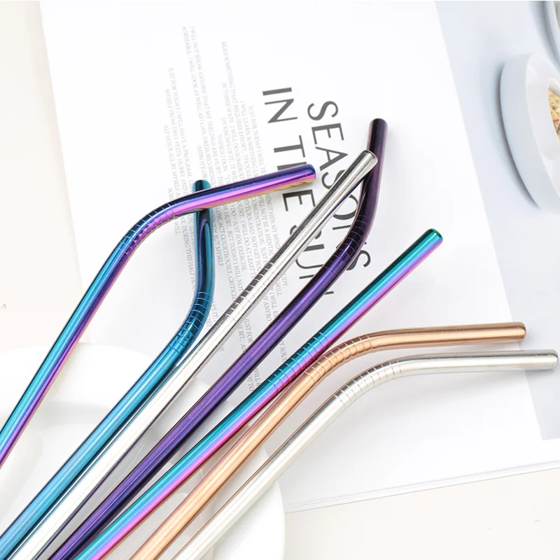 304 Stainless Steel Straw Bar Accessories Tools Metal Reusable Straws Bubble Tea Drinking Straw Reusable Tubes For Drinks