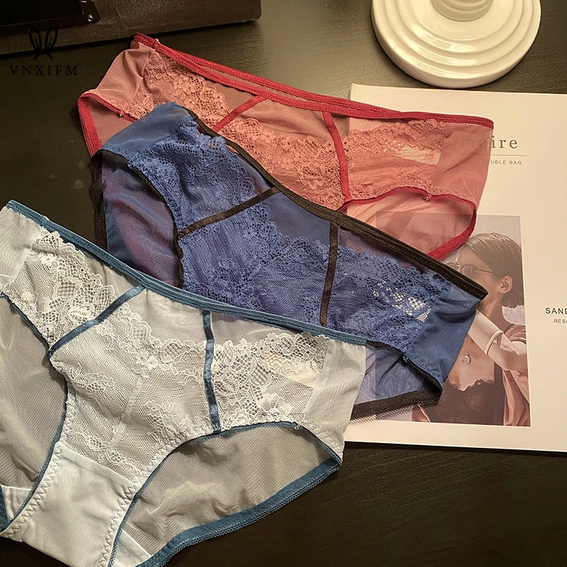 Ladies sexy stitching panties, thin gauze, mid-waist seamless panties, buttocks, pure cotton crotch, high-quality underwear pant