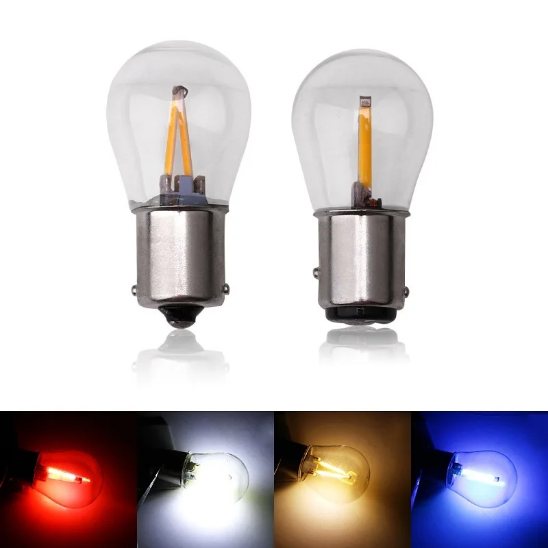 1pcs Glass Housing S25 1156 BA15S P21W 1157 BAY15D P21/5W COB Car LED Light Reverse Bulb Canbus Turn Signal Lamp Backup Led 12V