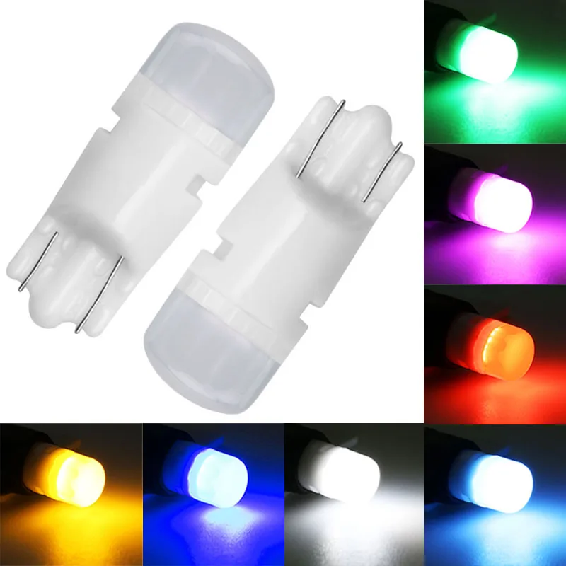 

200pcs T10 LED W5W 194 168 Ceramic Frosted Car Reading License Plate Lamp Wedge Side Clearance Light Bulb White DC12V