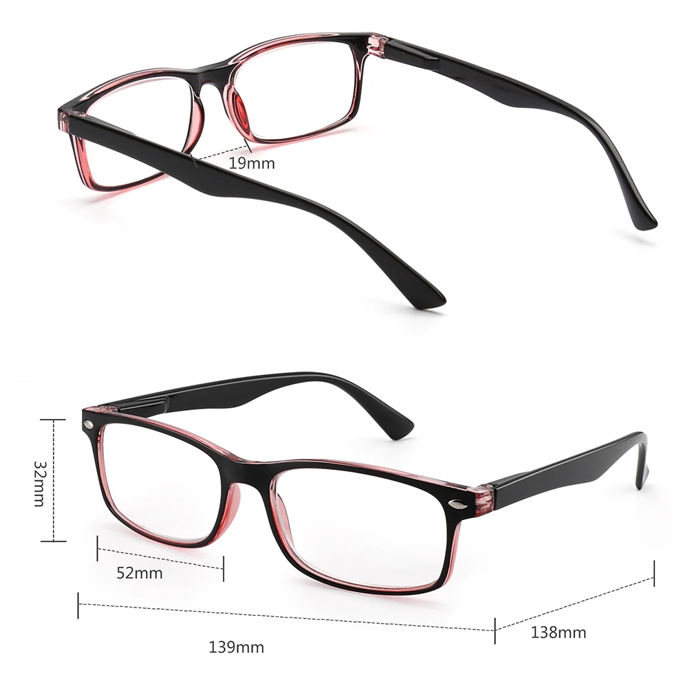 JM Ladies Reading Glasses Vintage Rectangular Spring Hinge Readers for Women Magnifier Presbyopic Diopter