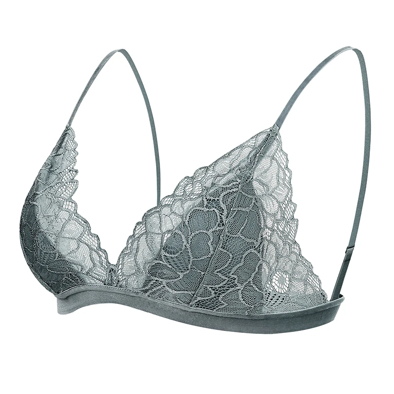 SuyaDream Women Triangle Cups Bras 100%Silk Lining Wire Free Thin Padding Sexy Lace Bra 2022  New