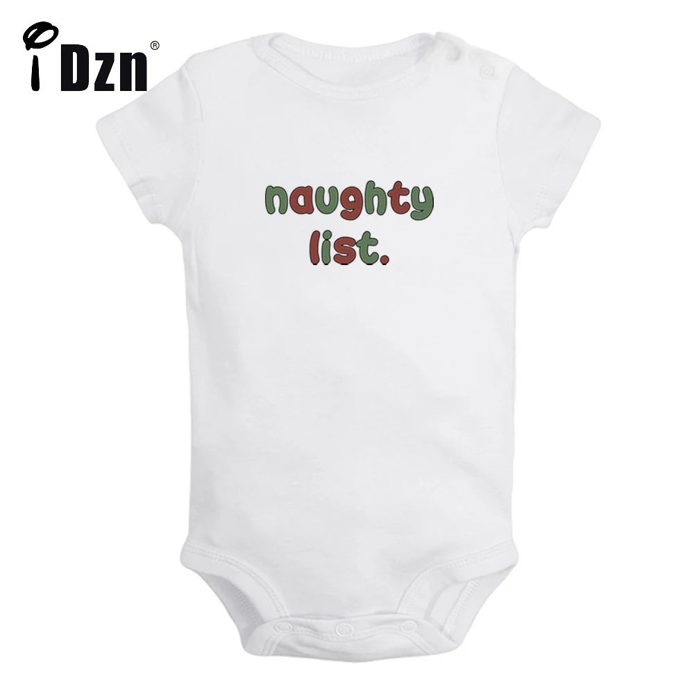 

iDzn NEW Naughty List Baby Boys Fun Rompers Baby Girls Cute Bodysuit Infant Short Sleeves Jumpsuit Newborn Soft Clothes