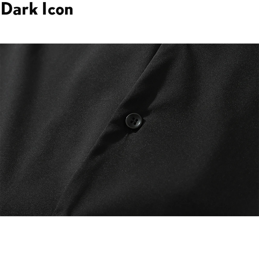 Dark Icon Solid Color Vintage Street Men\'s Shirt Summer Turn-down Collar Shirts Men Man Clothing