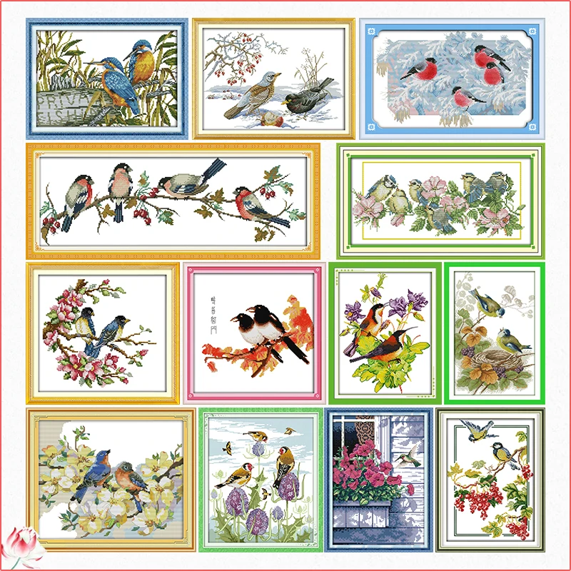 

The Bird Collection Cross Stitch Kit 14ct 11ct Printed Fabric Embroidery Kit DIY Handmade Needlework Home Decoration Craft Gift