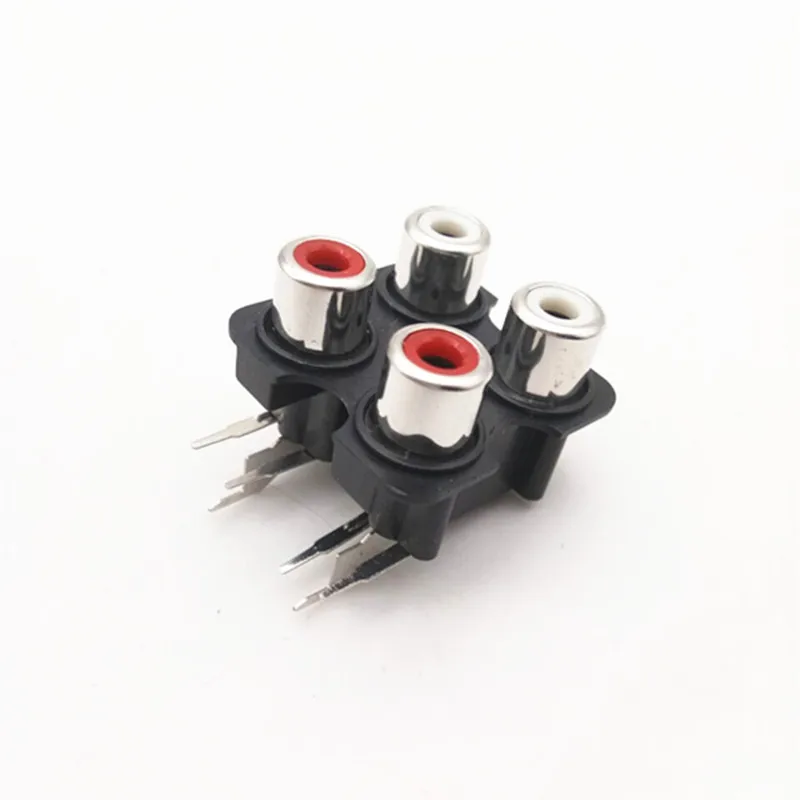 2pcs/lot 4 hole RCA Female Stereo audio Jack AV4-7 Audio input socket Connector 2row 4 bit Amplifier Interface Signal connection