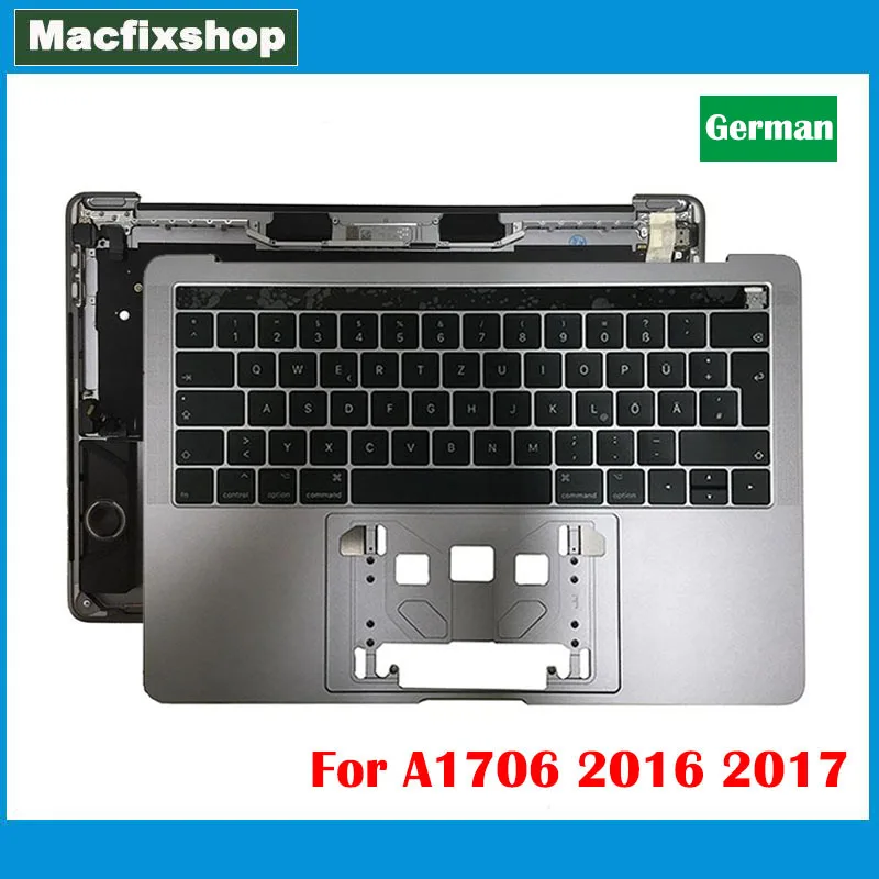 

Оригинальный верхний чехол GER A1706 с упором для рук для Macbook Pro Retina A1706, верхний чехол с немецкой клавиатурой и сенсорной панелью, динамик 2016 2017, серый, серебристый