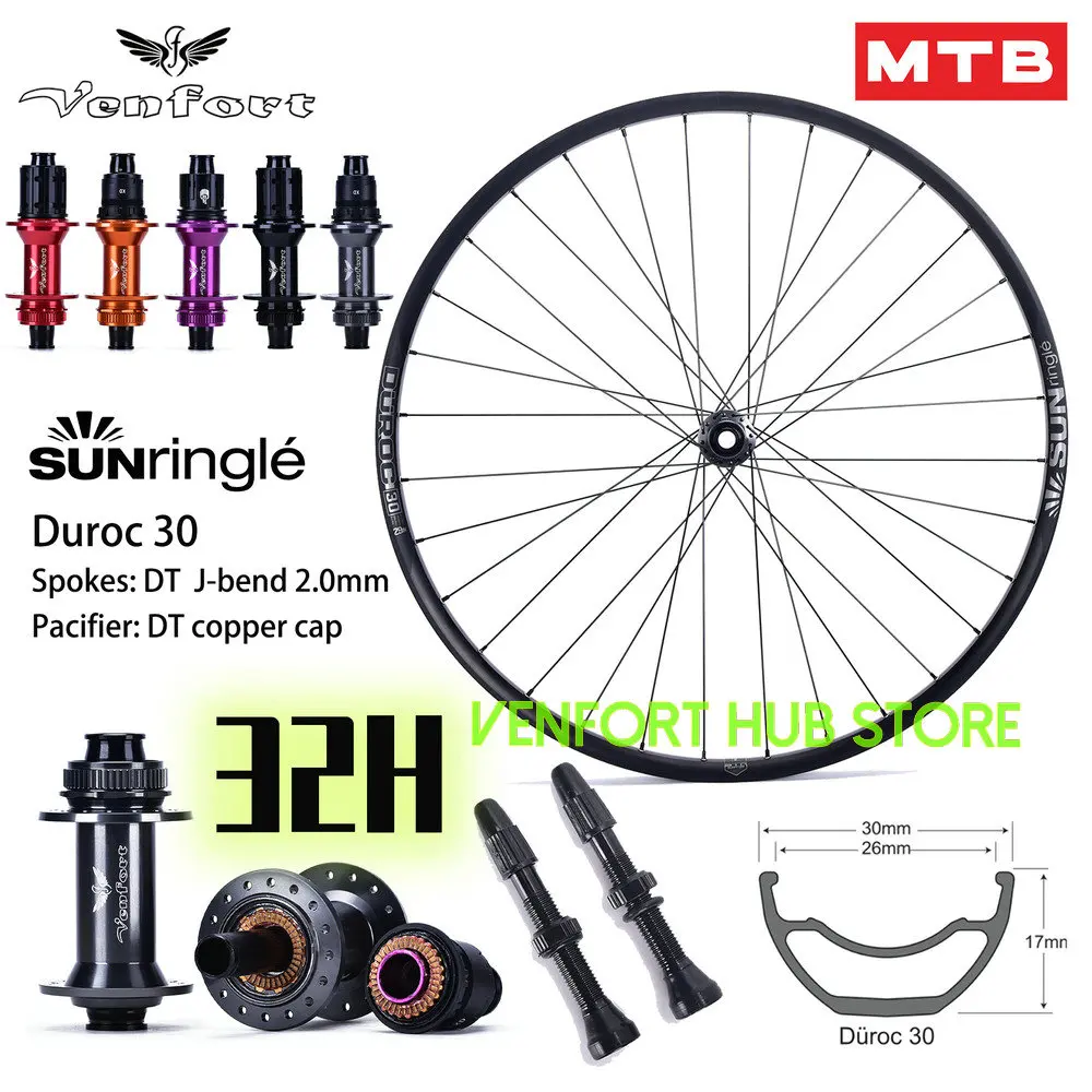 

MTB 29er Wheelset 29inch Sun Ringle Duroc 30MM Tubeless rim with VENFORT HUB Star Ratsche 32H CLASSIC Disc hub 135/142/148 Boost