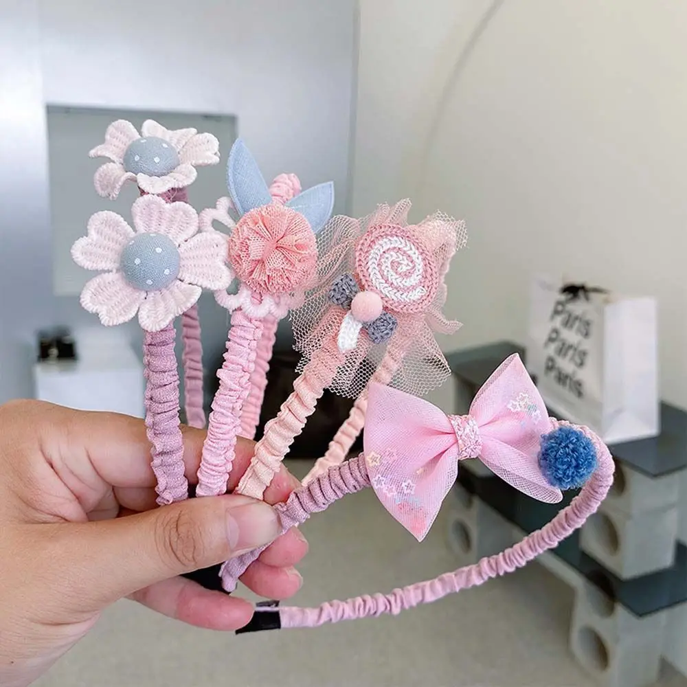 New Cute Flower Bowknot Hair Bands Korean Style Sweet Girls Cloth Folds Hair Hoop Headband Headwear