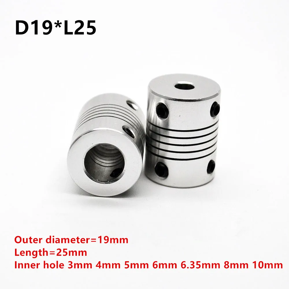 1pcs/lot D19L25 Aluminium CNC Motor Jaw Shaft Coupler 5mm To 8mm Flexible Coupling 3/4/5/6/6.35/7/8/10mm