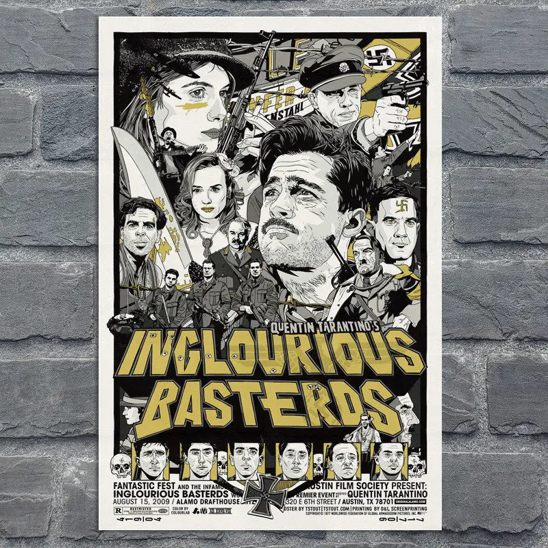 Classic Movie Silk Poster Inglourious Basterds Art Prints Posters Vintage Wall Decor Pictures Quentin Tarantino Posters
