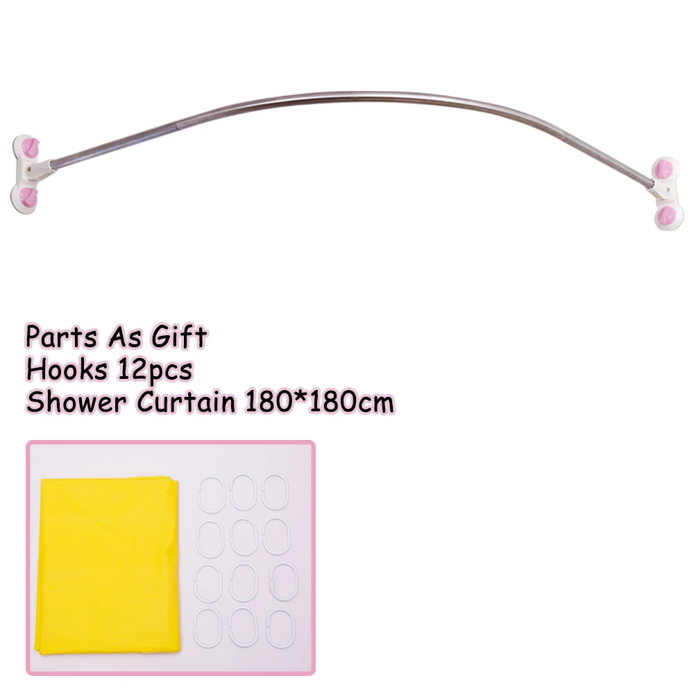 Imagem -02 - Curved Corner Shower Curtain Tube para Banheiro Ventosas Aço Inoxidável Haste sem Perfuração