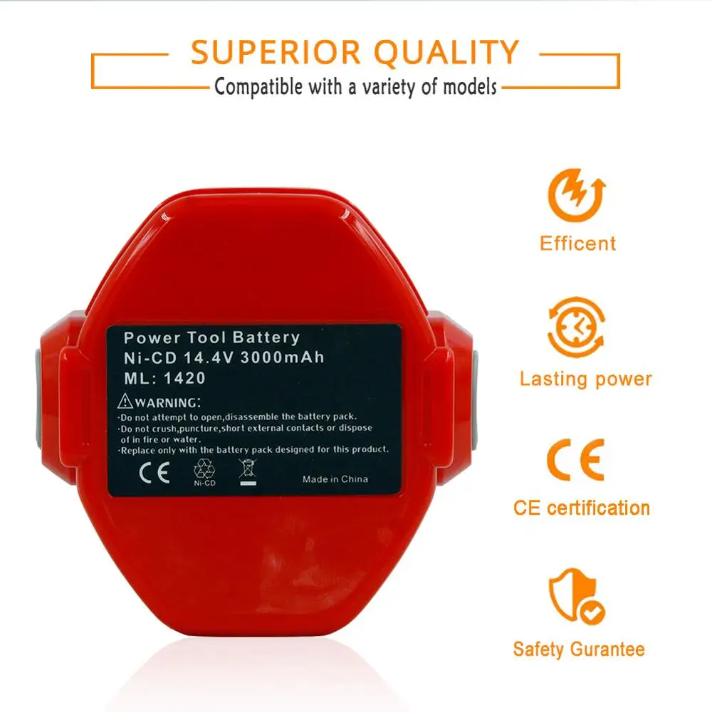 2pcs/lot Ni-CD 14.4V 3000mA  Rechargeable Battery Pack for Makita Power Tools Cordless Drill PA14 1433 JR140D 1422 1420 6280D