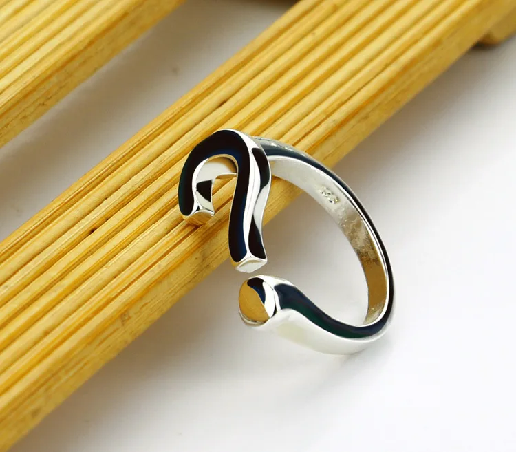 Pure Silver Rings For Lady New Fashion Question Mark Finger Ring Adjustable Anillo Bague Femme Fine Jewelry Accesories Bijoux