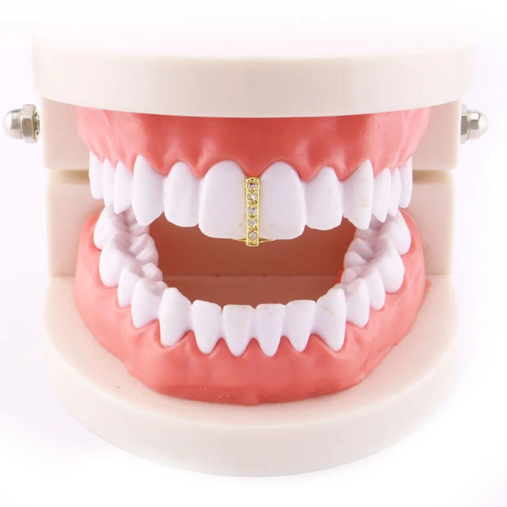 1 قطعة الذهب الفضة اللون Grillz الأسنان غطاء كريستال عصا شكل أعلى الأسنان حالة روك الهيب هوب غطاء الأسنان الشوايات الأقواس الأسنان ديكور #2