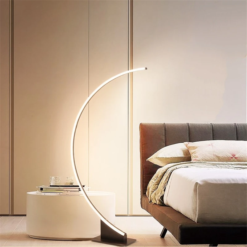 Modern Semicircle Floor Lamp Designer Art Model Room Creative Vertical Table Lamp Nordic Simple Line Standing Light Bedroom Lamp