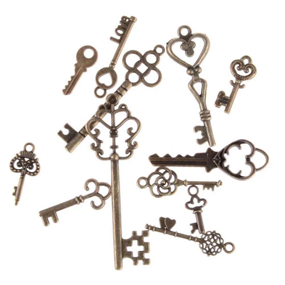 Vintage Charms Mixed Keys Pendant Antique Bronze Key Charms Fit Bracelets Necklace DIY Metal Jewelry Making