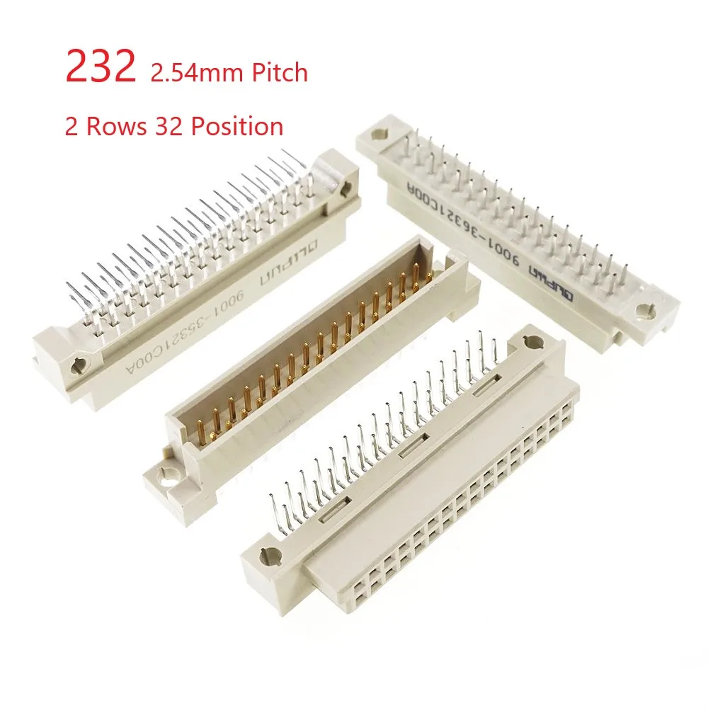 5pcs DIN 41612 Connector Dual Row 32 Positions Plug Receptacle Socket Male Straight Right Angle Through Hole PCB 2.54 MM Pitch