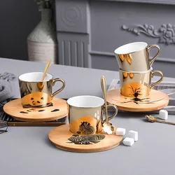 Reflection Mug Cartoon Panada anamorphic cup leopard mug The Mirror Collection ceramic coffee cups and saucers