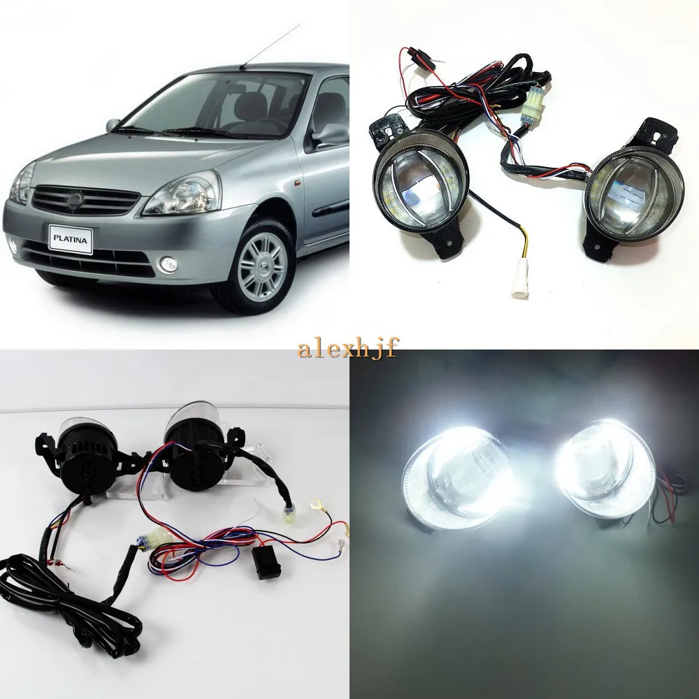 

July King 1600LM 24W 6000K Car LED Q5 Lens Fog Lamp + 1000LM 14W Day Running Lights DRL Case for Nissan Platina 2002-2010