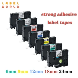 6/9/12mm/18mm/24mm strong adhesive label tape multicolor laminated tape Compatible for brother P-touch TZE S131 S231 ribbon tape
